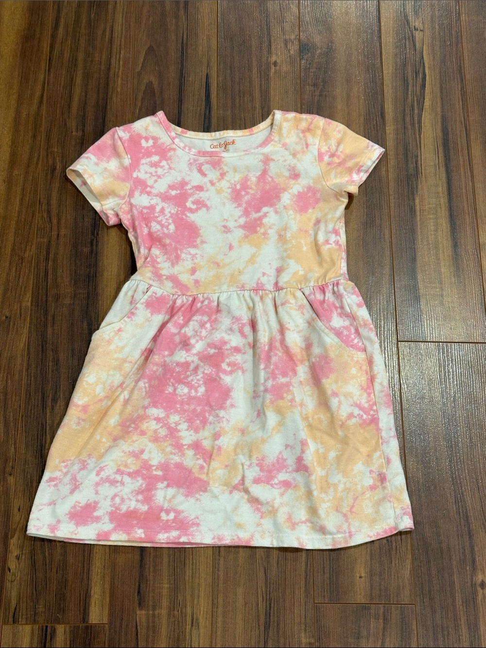 Cat & Jack Pink and Peach Tie-Dye Short Sleeve Dress